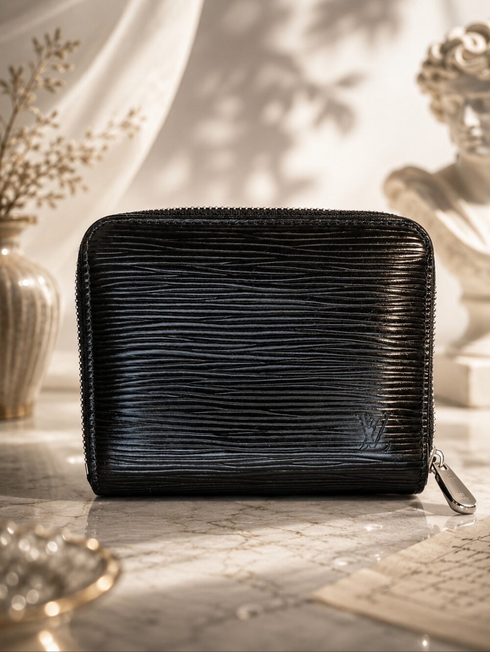 Louis Vuitton Black Epi Zippy Coin Purse Wallet Authenticated Repair Project